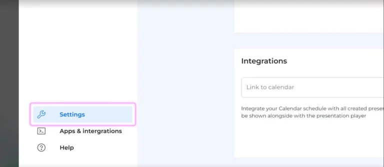 personal settings button in menu